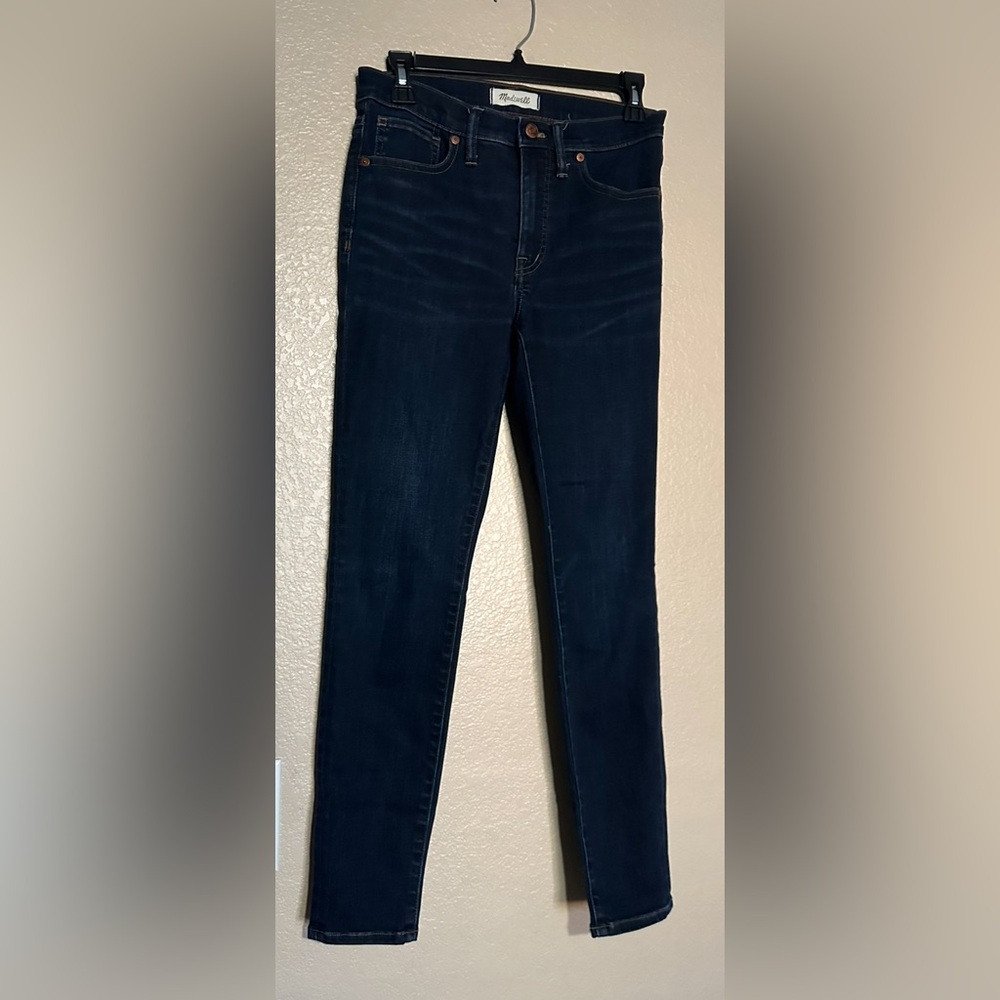 MADEWELL 9” HIGH RISE SKINNY JEANS DARK WASH  CLASSIC COTTON BLENT